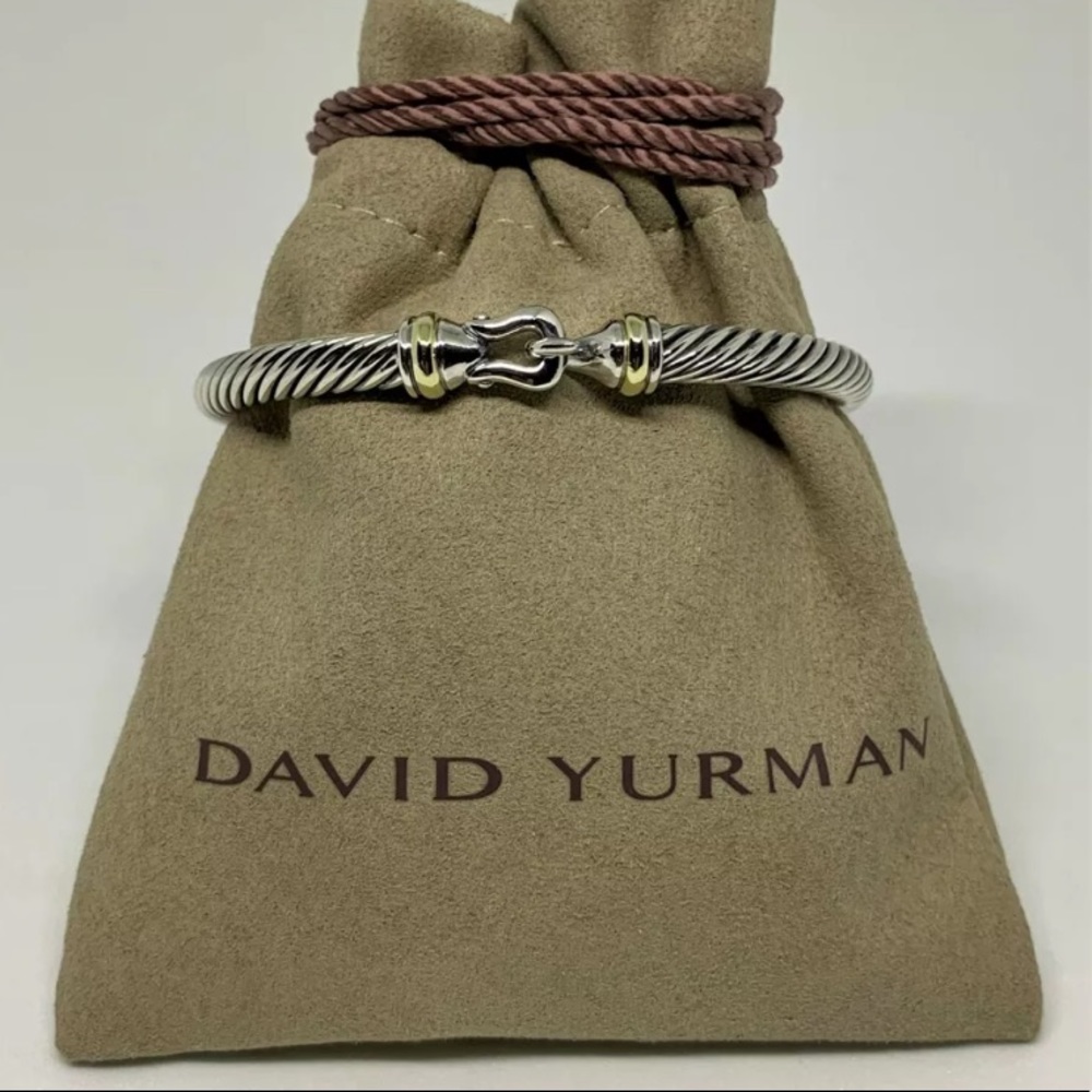 David Yurman 5mm Cable Buckle Bracelet w/ 18K Gold